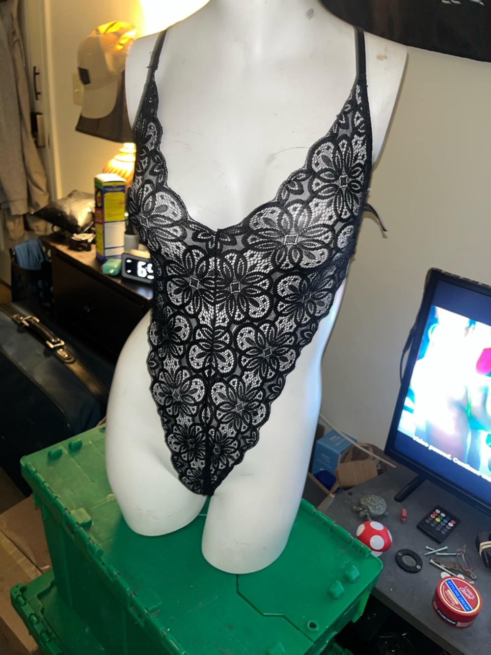 Black Floral Lace One-Piece Bodysuit